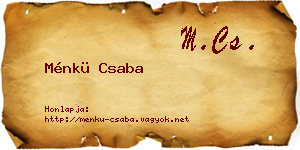 Ménkü Csaba névjegykártya